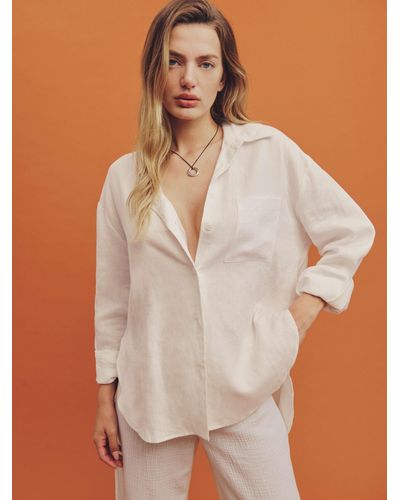Reformation Will Oversized Linen Shirt - Brown