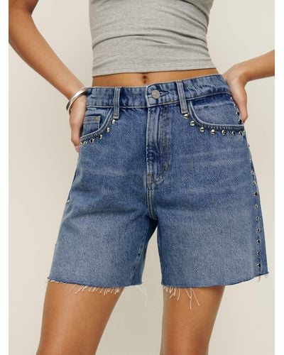 Reformation Raye Mid Rise Relaxed Jean Shorts - Blue