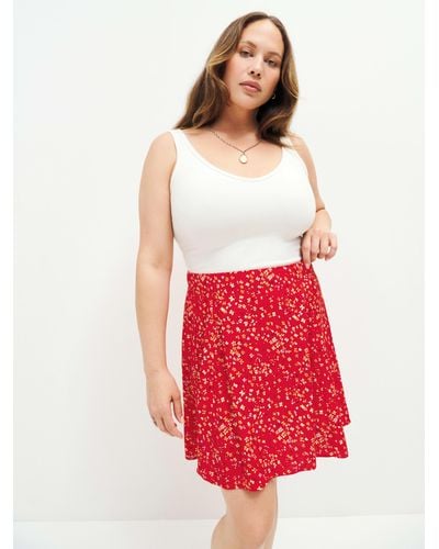 Reformation Flounce Skirt Es - Red