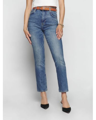 Reformation Liza Ultra High Rise Straight Cropped Jeans - Blue