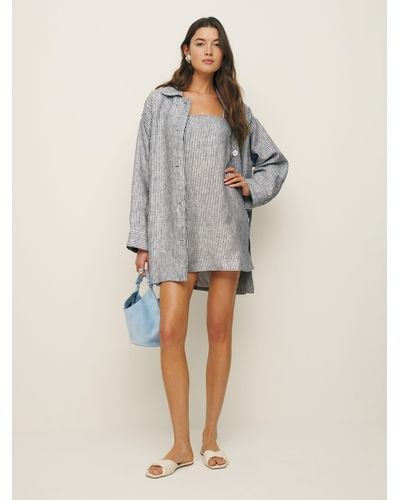 Reformation Aubree Linen Dress - Gray