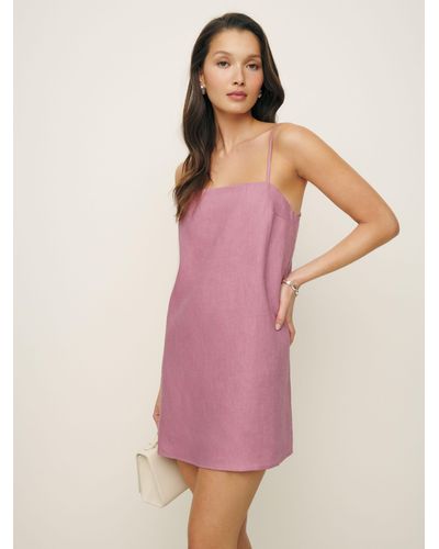 Reformation Aubree Linen Dress - Pink