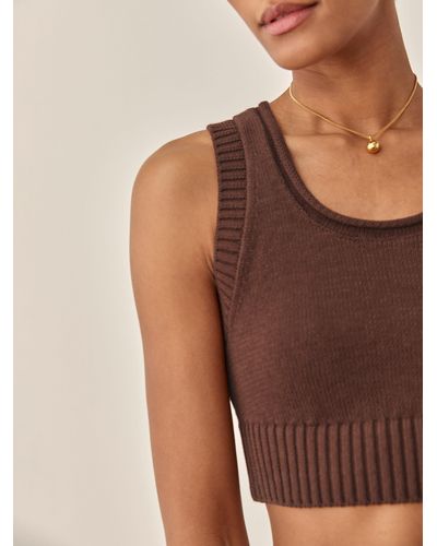 Reformation Norma Cotton Sweater Tank - Brown