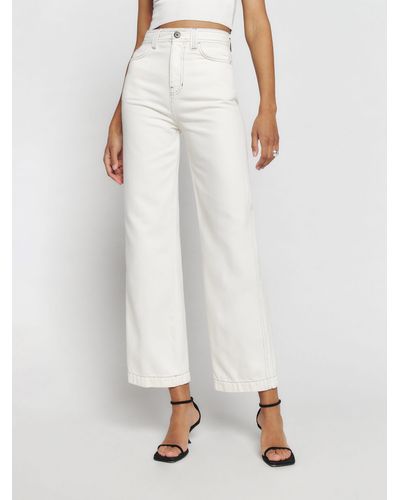 Reformation Wilder High Rise Wide Leg Cropped Jeans - White