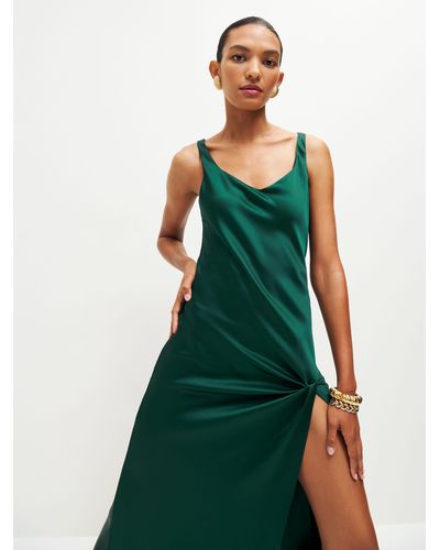 Bottle green silk clearance dress