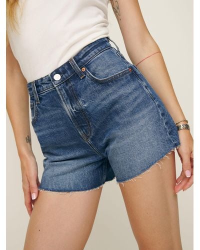 Reformation Norah Stretch High Rise Jean Shorts - Blue