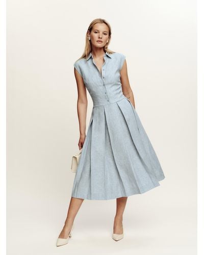 Reformation Prim Linen Dress - Blue