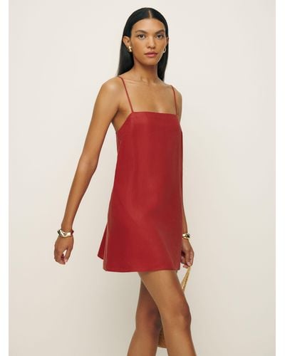 Reformation Aubree Linen Dress - Red