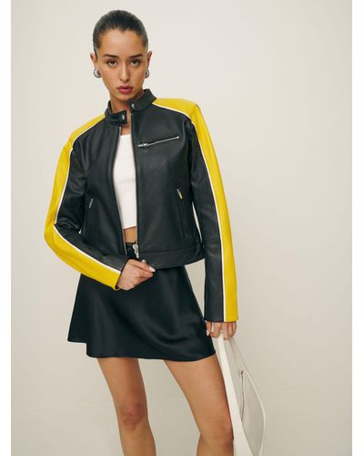 Reformation Veda Riverside Leather Jacket - Yellow