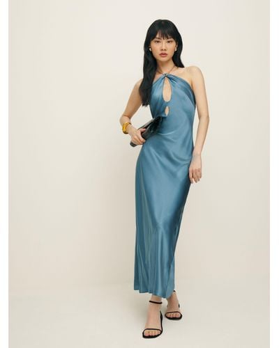 Reformation Yesenia Silk Dress - Blue