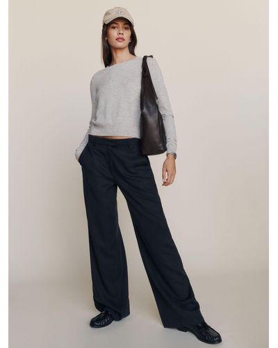 Reformation Carter Mid Rise Pant - Blue