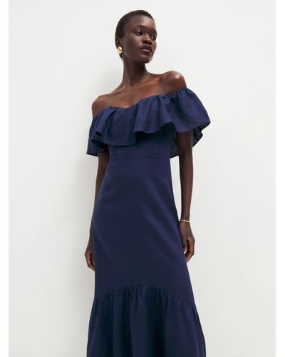 Reformation Baela Linen Dress - Blue