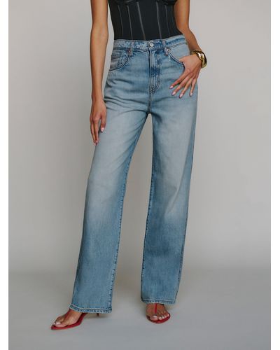 Reformation Val Lived-In Straight Jeans - Blue