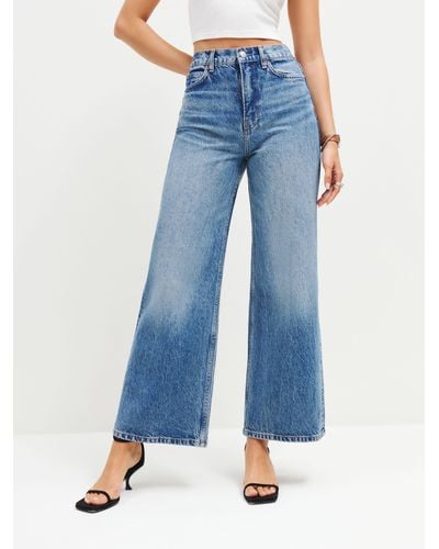 Reformation Cary High Rise Slouchy Wide Leg Cropped Jeans - Blue