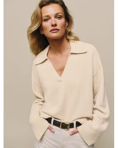 Reformation Sawyer Oversized Cashmere Polo - Natural