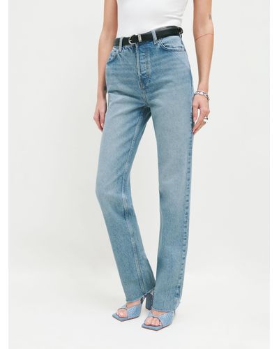 Reformation Cynthia High Rise Straight Long Jeans - Blue