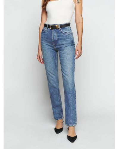 Reformation Cynthia High Rise Straight Jeans - Blue