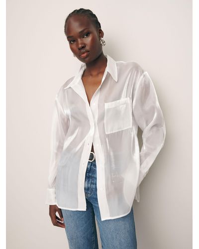 Reformation Will Oversized Sheer Shirt - Natural