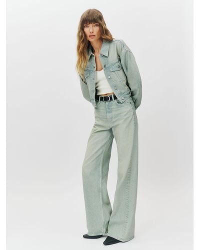Reformation Cary High Rise Slouchy Wide Leg Jeans - Green