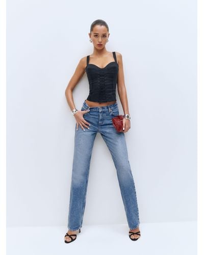Reformation Abby Low Rise Straight Jeans - Blue
