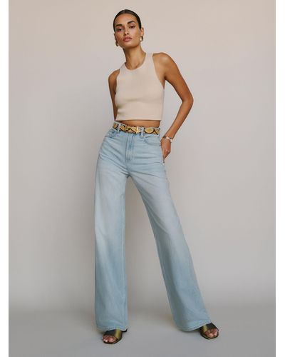 Reformation Cary Lived-In Wide Leg Jeans - Blue