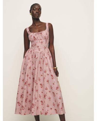 Reformation Balia Linen Dress - Pink