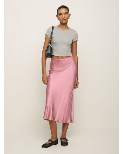 Reformation Layla Silk Skirt - Pink