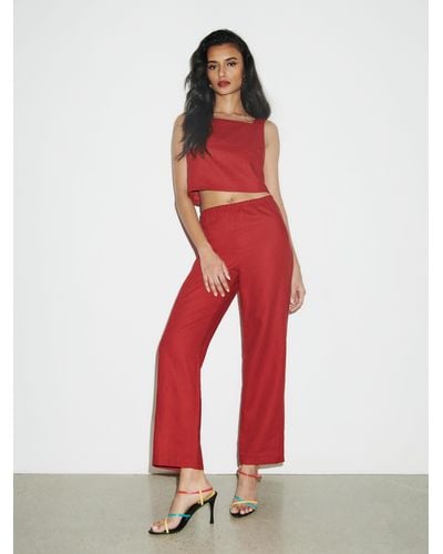 Reformation Remi Cropped Linen Pant - Red