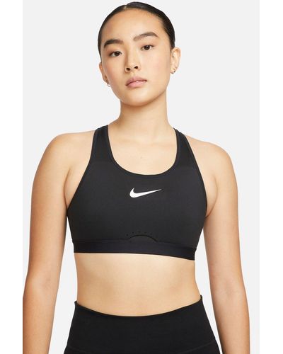 Nike Dri-fit Swoosh Medium-support 1-piece Pad Sports Bra - Black