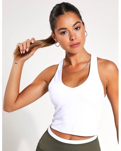 John Lewis ANYDAY Paige Non Wired Ribbed Crop Top Bra, White at