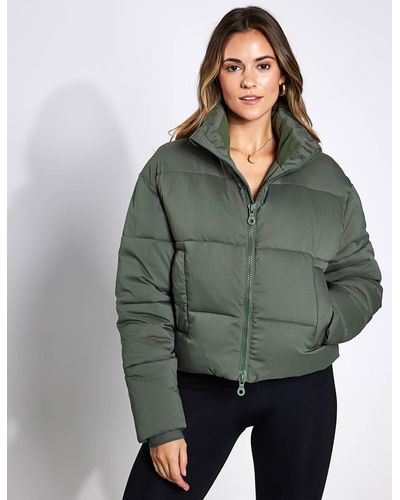 GIRLFRIEND COLLECTIVE Cropped Puffer Coat Jacket - Green