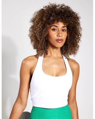 Beyond Yoga Spacedye Well Rounded Cropped Halter Tank - White