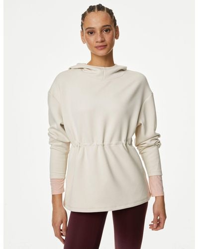 GOODMOVE Relaxed Yoga Longline Hoodie - Natural