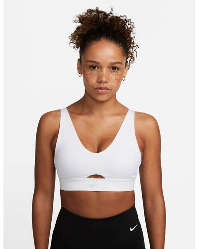 Nike Pro Training swoosh bra in white, ASOS