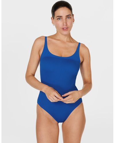 Sweaty Betty Capri Crinkled Scoop Neck Swimsuit - Blue