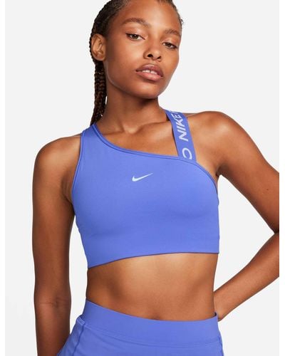 Nike Pro Swoosh Asymmetrical Bra - Blue
