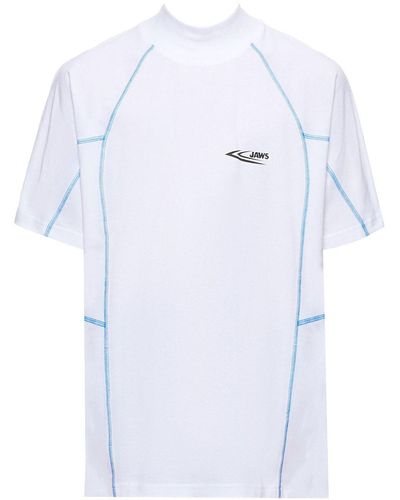 CALVIN KLEIN 205W39NYC Jaws Contrast Stitching T-shirt - White