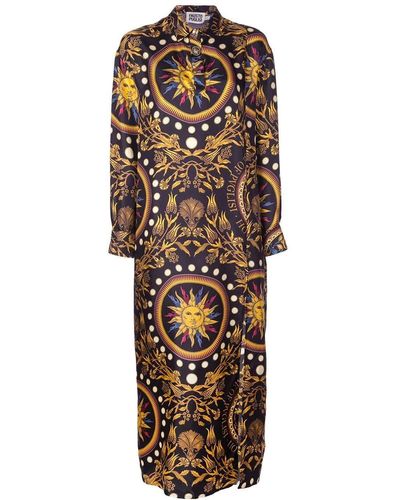 Fausto Puglisi Solar Symbol Silk Dress - Multicolor