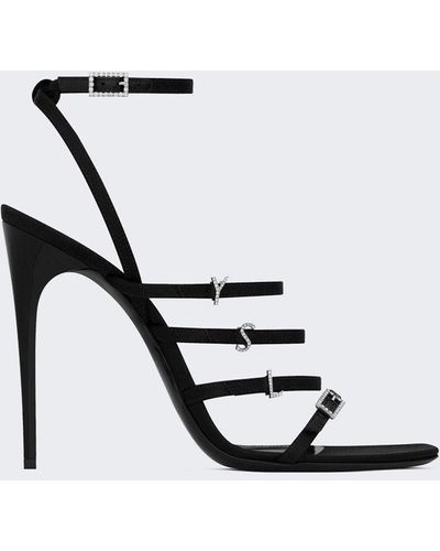 Saint Laurent Jackie Flat Sandals in Black Lyst