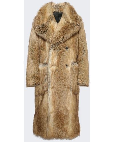 Givenchy Faux Fur Double Breasted Coat - Natural