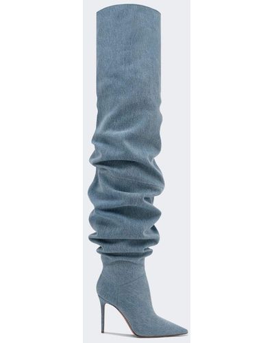 amina muaddi shoes blue