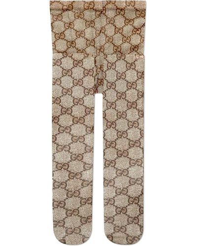 Gucci Beige Gg Pattern Tights - Natural