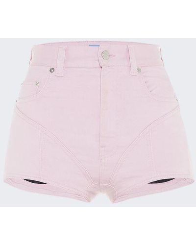 Mugler Spiral Denim Shorts - Pink