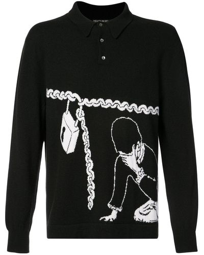 Enfants Riches Deprimes Boy With Chain Long Sleeve Polo Shirt - Black