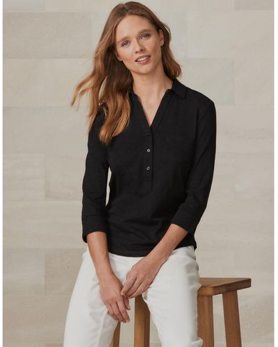 The White Company Organic Cotton Slub Rib Jersey Shirt - Black