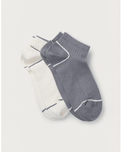 The White Company Ankle Socks With Tipping – Set Of 2 - Gray