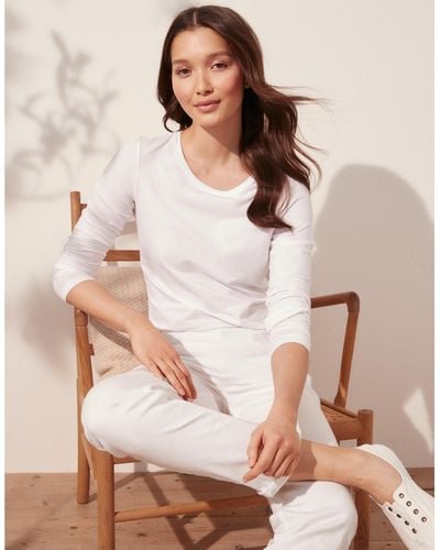 The White Company Organic Cotton Everyday Long T-shirt - White