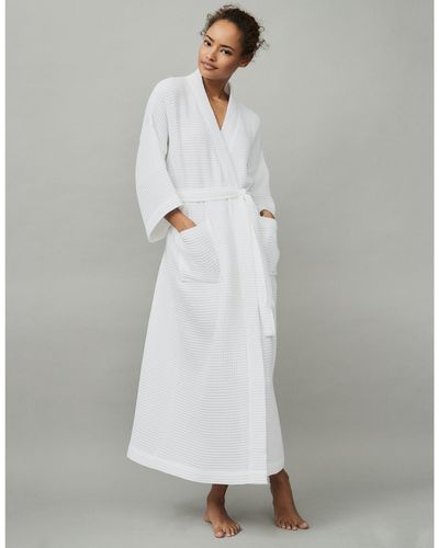 The White Company Long Lightweight Waffle Robe - White