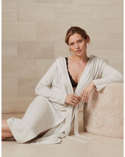 The White Company Hooded Knitted Robe With Cashmere - Multicolor