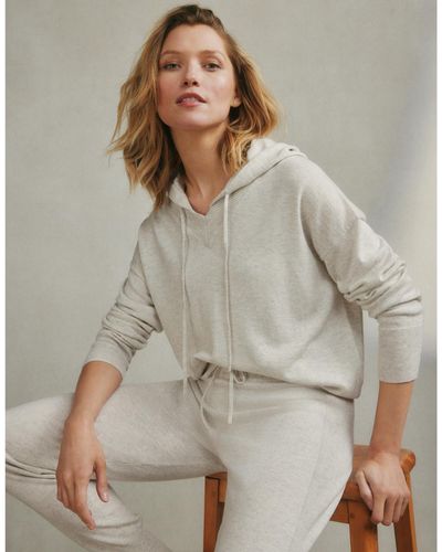 The White Company Rib V-neck Hoodie With Cashmere - Multicolor